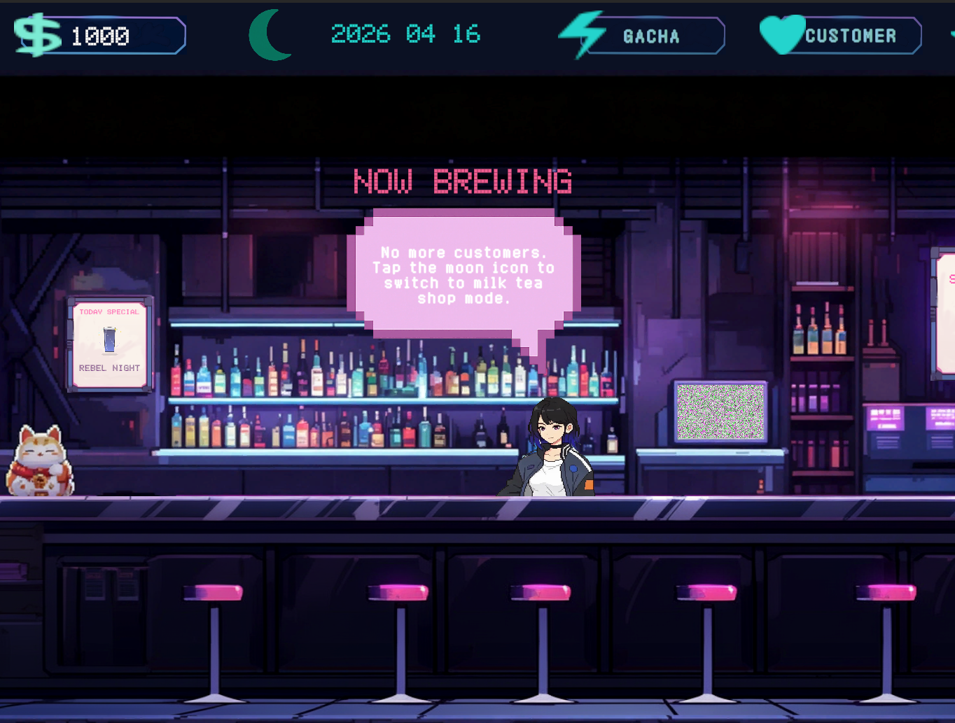 The space-station bar after the final customer leaves