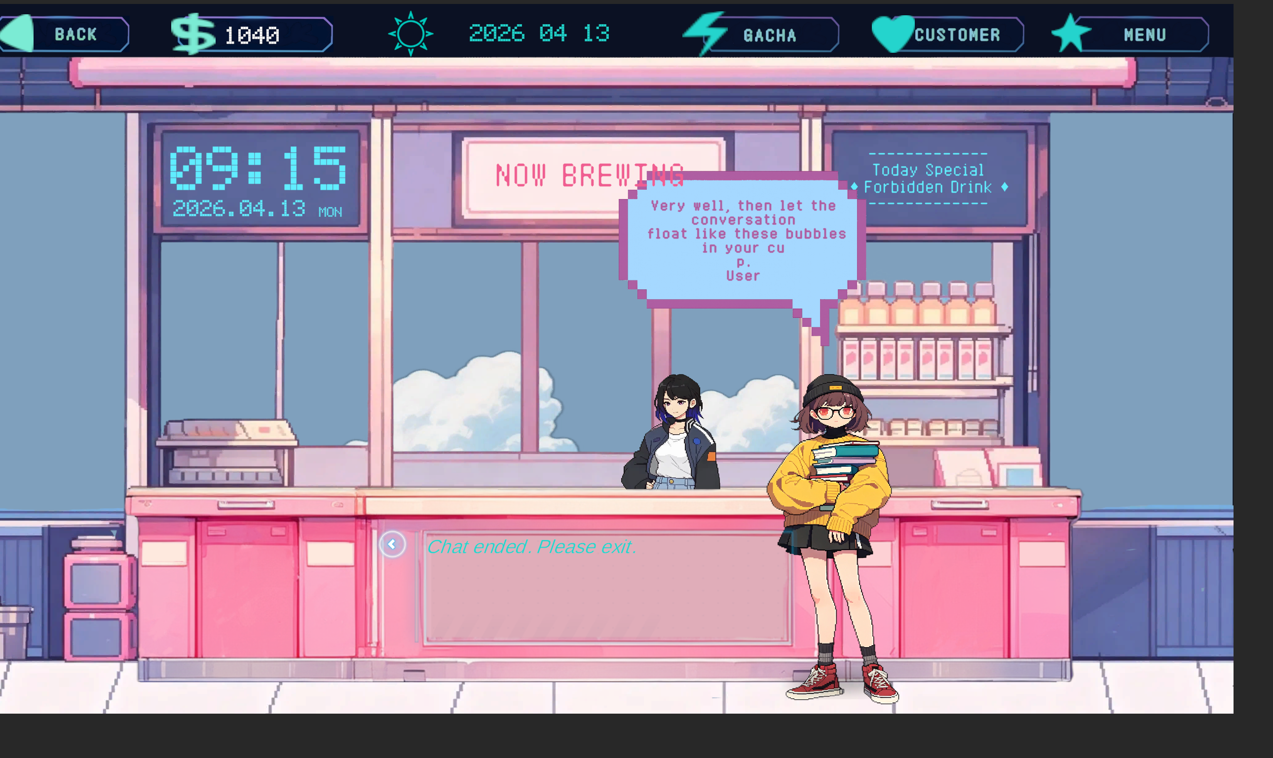 Conversation with a student customer in the milk tea shop