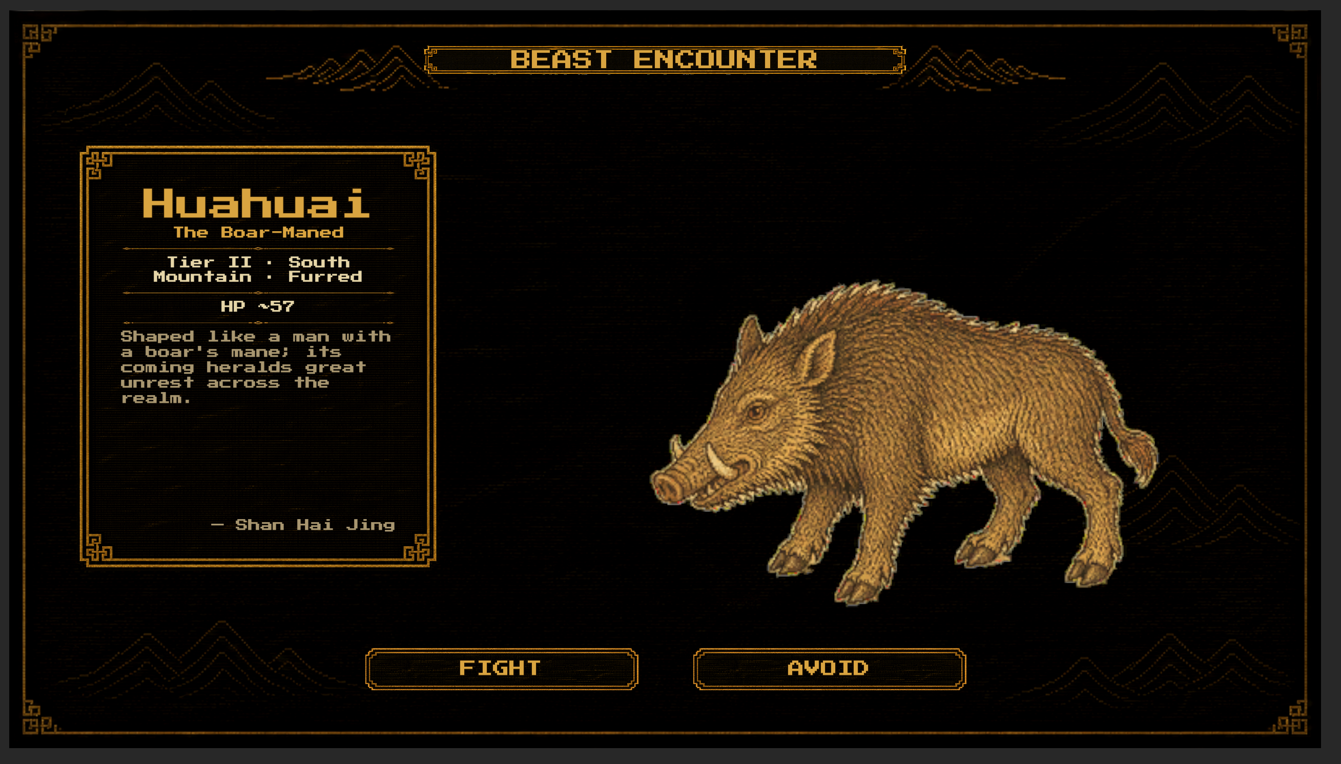 Beast encounter screen featuring Huaihuai