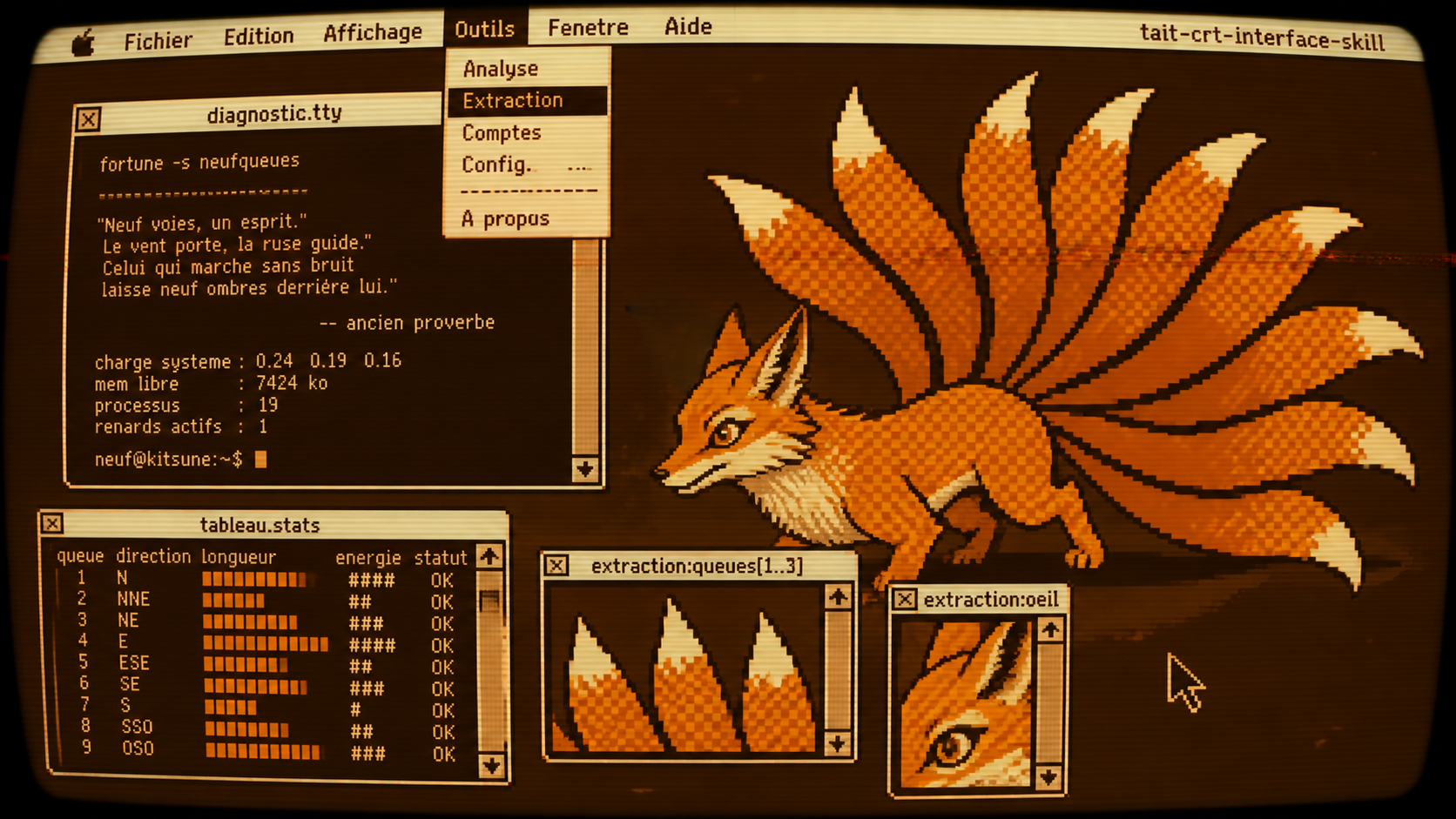 CRT bestiary study of a nine-tailed fox